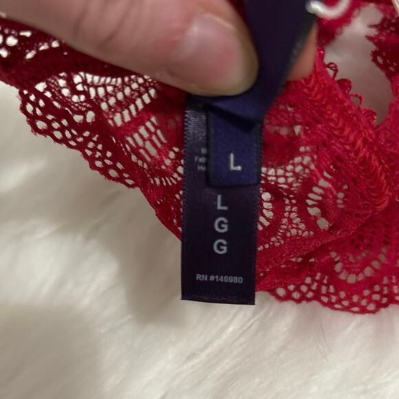 Journelle NWT Red Karina Triangle Sheer Lace Bra Large - Picture 6 of 8